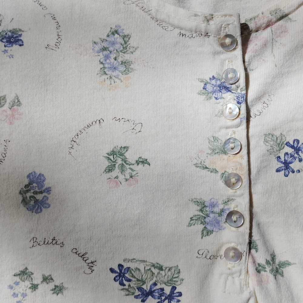 Vintage Action Gear Button Front Floral Cotton T-shirt / Size Small